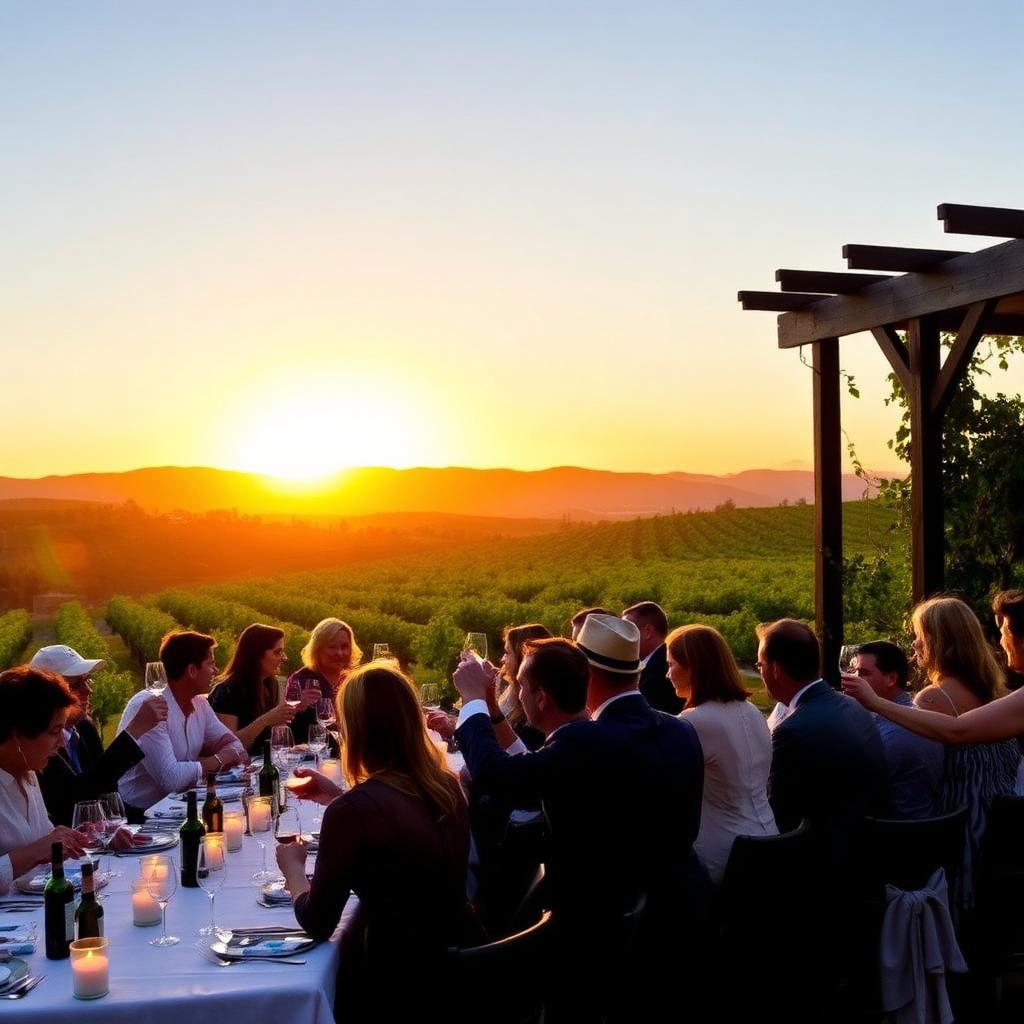 Evening vineyard dinner setup for an incentive program in Napa Valley