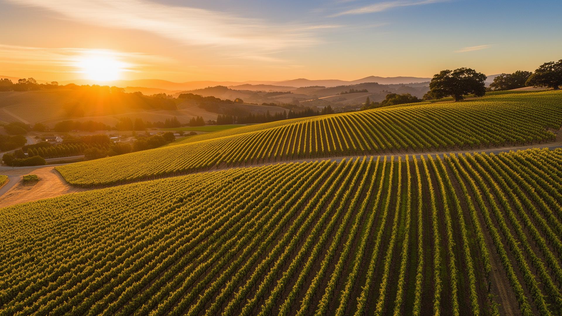 Napa Valley vineyards at golden hour