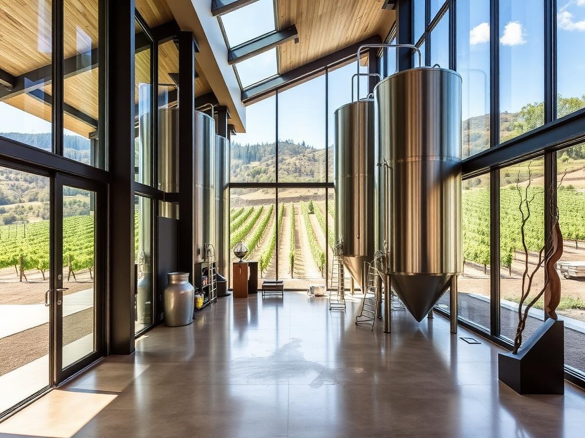 Hall Wines winery in St. Helena, Napa Valley during harvest season